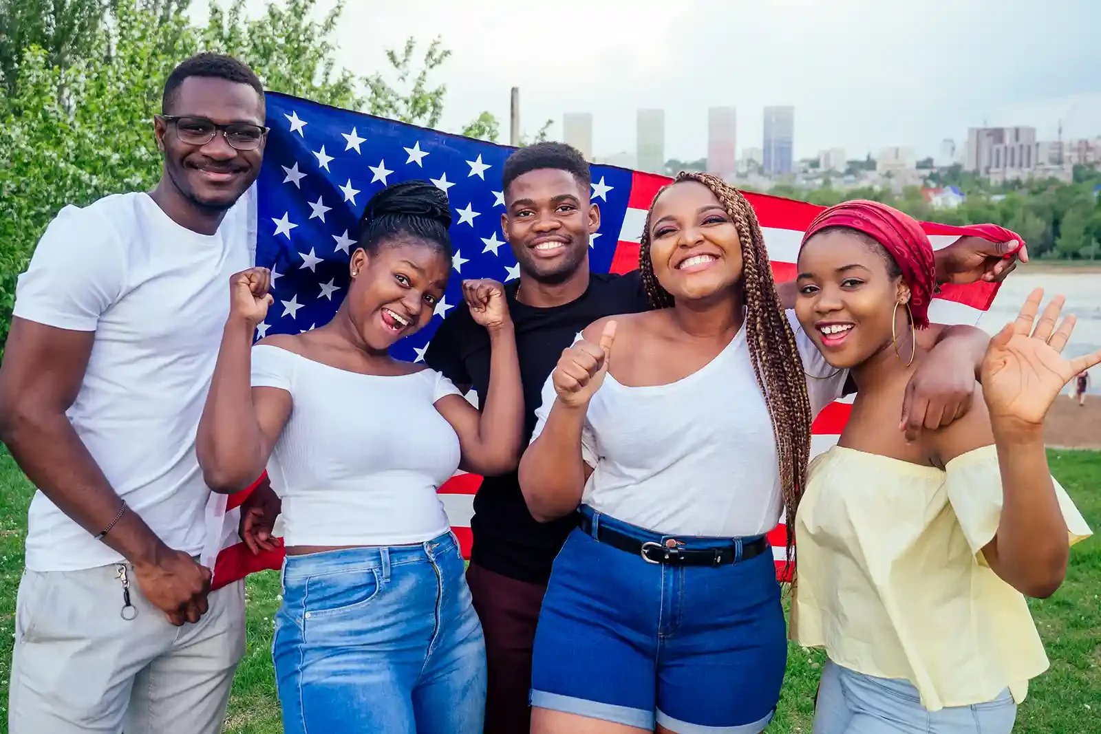 Group of Young African Americans in Park